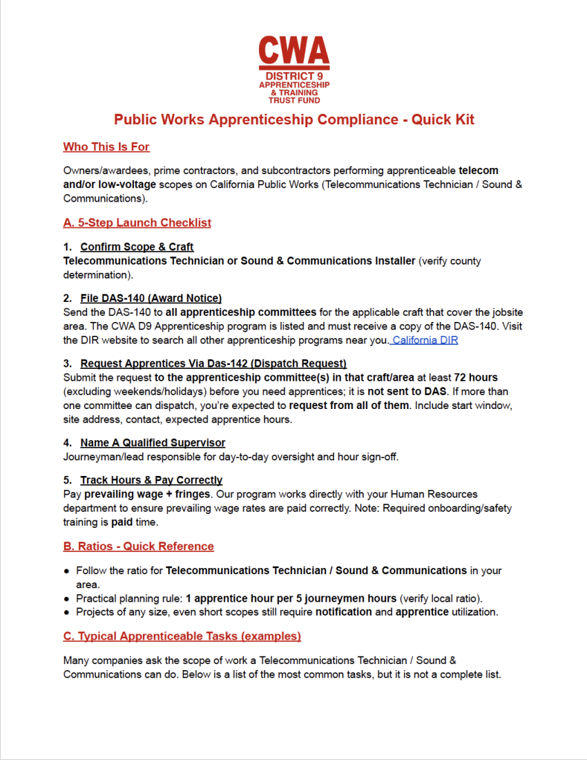 Apprentice Compliance - Quick Kit